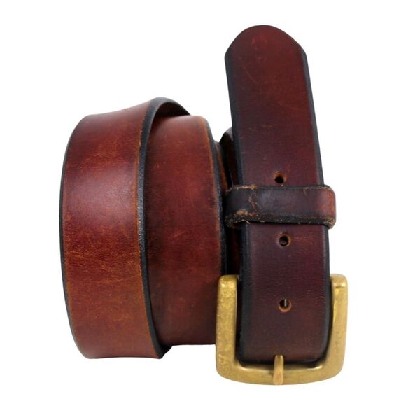 HANDCRAFTED BROWN GENUINE LEATHER 1 1/8"Wd CASUAL DRESS MEN'S BELT Sz 42 (E37 - Picture 1 of 15